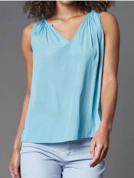Lola & Sophie Tops - 💕 Lola & Sophie Aqua Blue Sleeveless Blouse Split V Neck Top XS